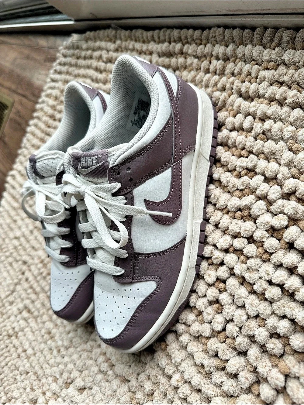 Nike Dunk Low Sneakers White & Purple US 7Y Like New